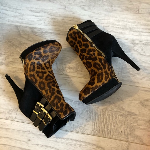 Wishbone Leopard Pony/Kid Suede Booties - Picture 2 of 8